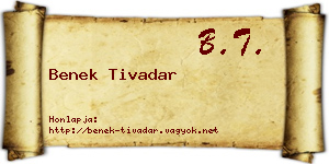 Benek Tivadar névjegykártya